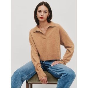 Reformation Jeans Cashmere Cropped Polo Sweater